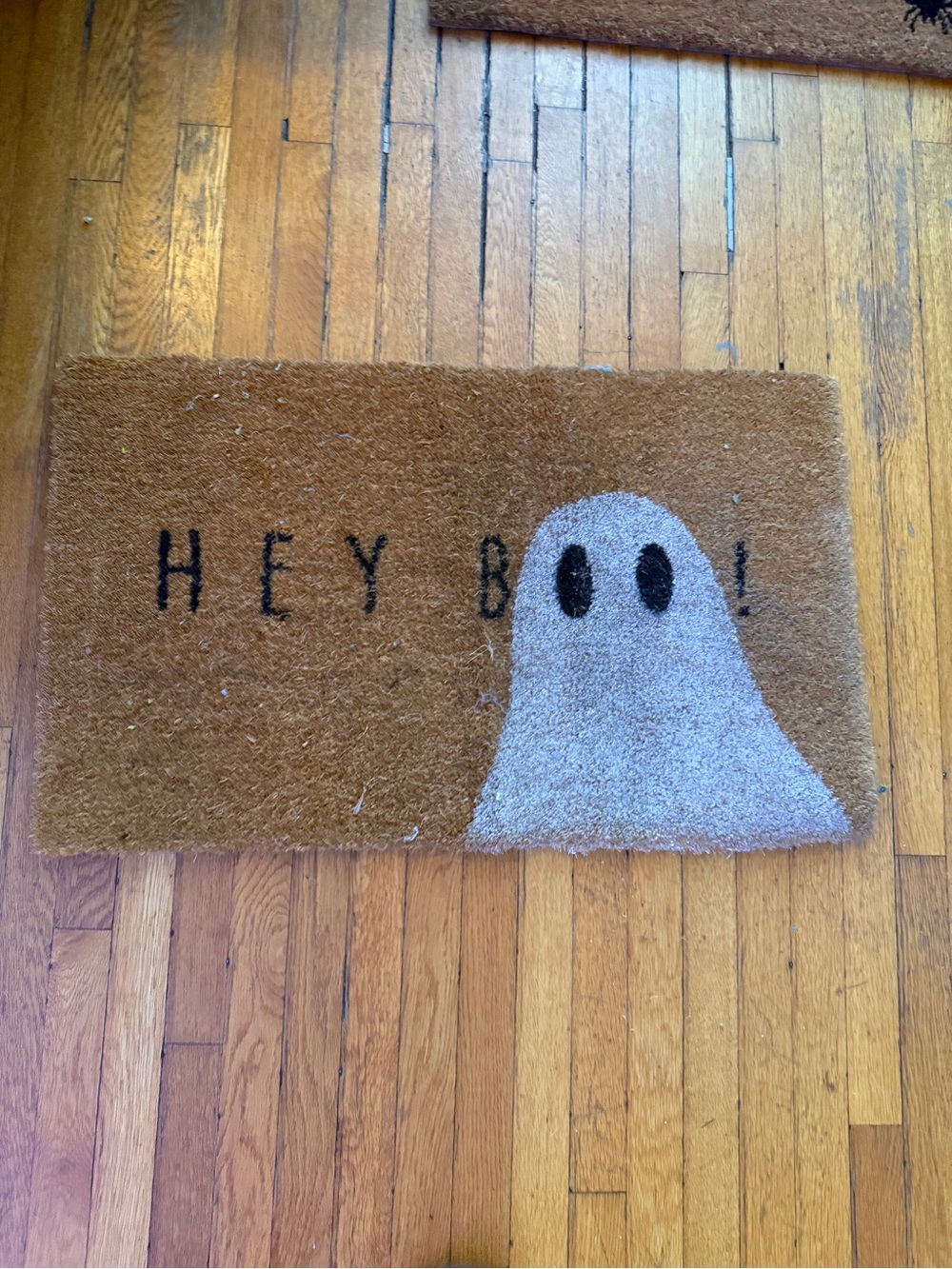 Hey Boo! Brown and Gray Ghost Doormat